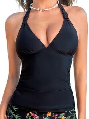 Cupshe Halter V-Neck Tankini Top